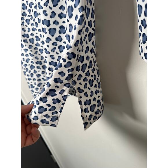 Devon Baer Womens 100% Silk Leopard Print V Neck Ruffle Blouse 3/4 Sleeve XS - Picture 4 of 10